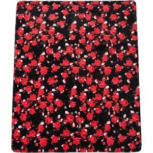 Victoria's Secret Sherpa Blanket Black Red Roses Floral Plush Throw 50x60 Cozy